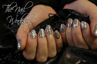 Gelish with Silver Chunky Glitter 